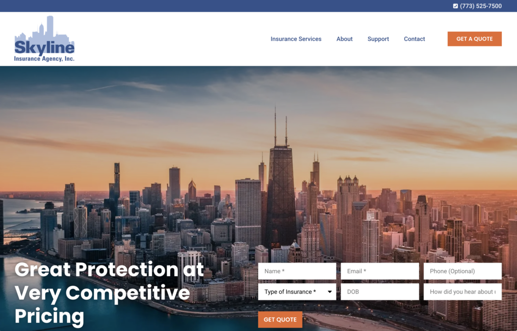 The Skyline Insurance Agency website